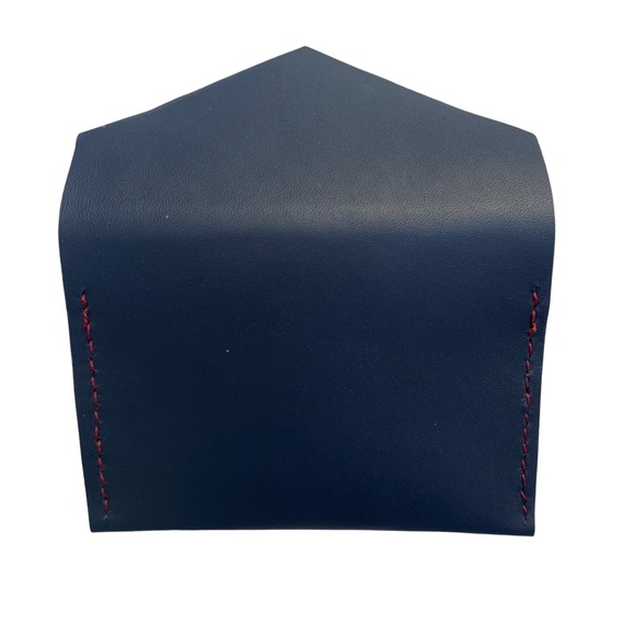 Handmade Navy Pink Leather Cardholder - Picture 7 of 13